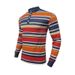24 Autumn Winter New American Style Colorful Striped Casual Crew Neck Loose Henry Long Sleeve T-Shirt Men's Top_viptrois.com