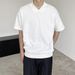 Men's Summer V Neck Short Sleeve T-Shirt Fashionable Breathable Solid Color Base Layer Top_viptrois.com