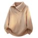 Autumn Winter Turn-Down Collar Knitted Men's Youth Trendy Fashion Casual Elegant Versatile Solid Color Sweater Top_viptrois.com
