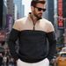 American Heavy Velvet Winter Casual Color Matching Loose Men's Large Size Stand Collar Zipper Sweatshirt Men_viptrois.com