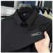 2025 Light Luxury Polo Sho Solid Color Casual Versatile Turn-Down Collar Chest Embroidered Men's Half Sleeve Top_viptrois.com