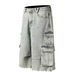 Men's Clothing Street Personality Pocket Distressed Stitching Wide Leg Jeans Washed Distressed Wide Cartoon Loose Print Wide Leg Pants_viptrois.com