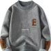 Pulse 2023 New Arrival Fleece Thickened Cotton Men's Autumn Winter Fashion Round Neck Sweater_viptrois.com