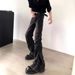 Men's Clothing Pleated Bell Bottoms Niche Design Heavy Washed Black And Gray Jeans_viptrois.com