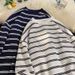 Pure Cotton Striped Sweatshirt For Men, Spring And Autumn, Hong Kong Style, Loose Fit, Student Couple Jacket, Trendy_viptrois.com