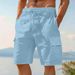 Men's Clothing Cargo Shorts Linen Shorts Summer Shorts Beach Elastic Waist Drawstring Multi Pockets Solid Color Pants_viptrois.com