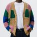 Men's Knit Cardigan Sweater - V-Neck Long Sleeve Open Front Casual Pullover For Men, Trendy Jacquard Pattern, Lightweight Polyester,_viptrois.com