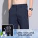 Men's Slim Fit Straight Leg Casual Pants Ultra Thin High Elasticity Quick Drying Ice Silk Business Dress Long Trousers Summer_viptrois.com