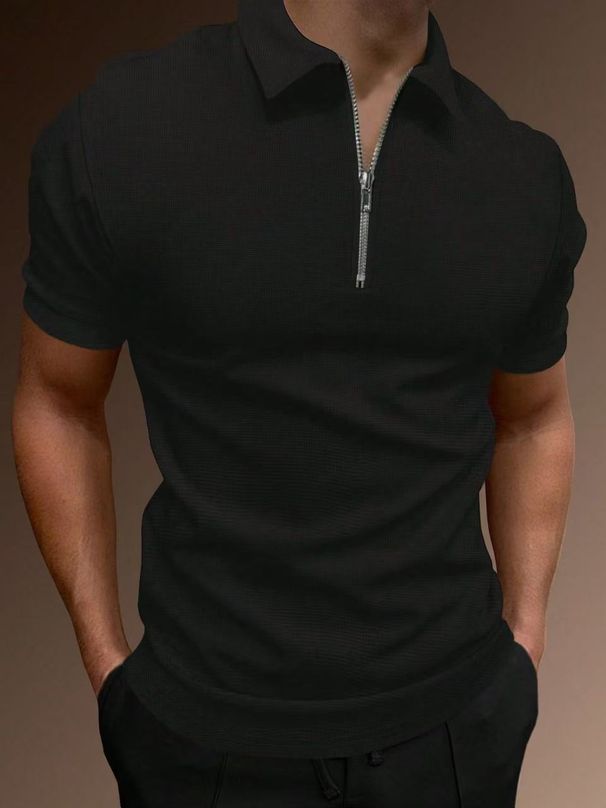Wish Men's Summer Sports Fitness T-Shirt Casual Lapel Short Sleeved Half Zip POLO Shirt European American Cross Border Foreign Trade_viptrois.com