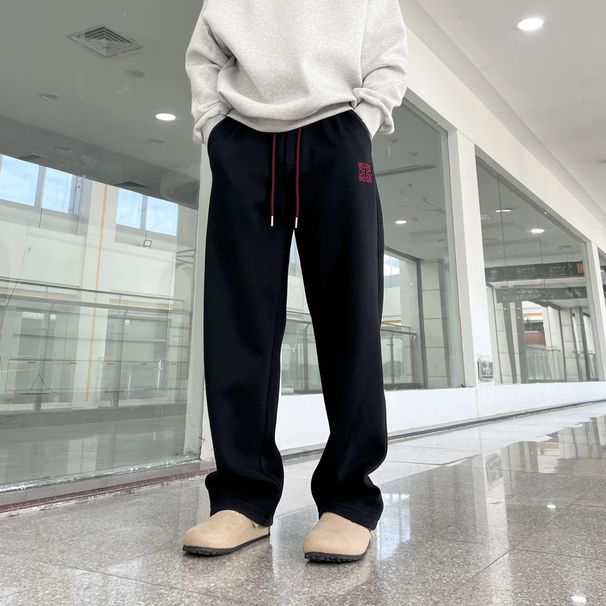 Men’s Loose-Fit Sweatpants – Trendy Wide-Leg Casual Pants For Autumn & Winter (Black, Yellow Flower Gray, M-4XL)_viptrois.com