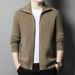 Pure High-end Wool Men's Sweater Cardigan Turn-down Collar Jacket Winter Thickened Warm Solid Color Knitwear Wholesale_viptrois.com