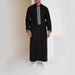 Men's Clothing Simple Long Stand Collar Zipper Muslim Robe_viptrois.com