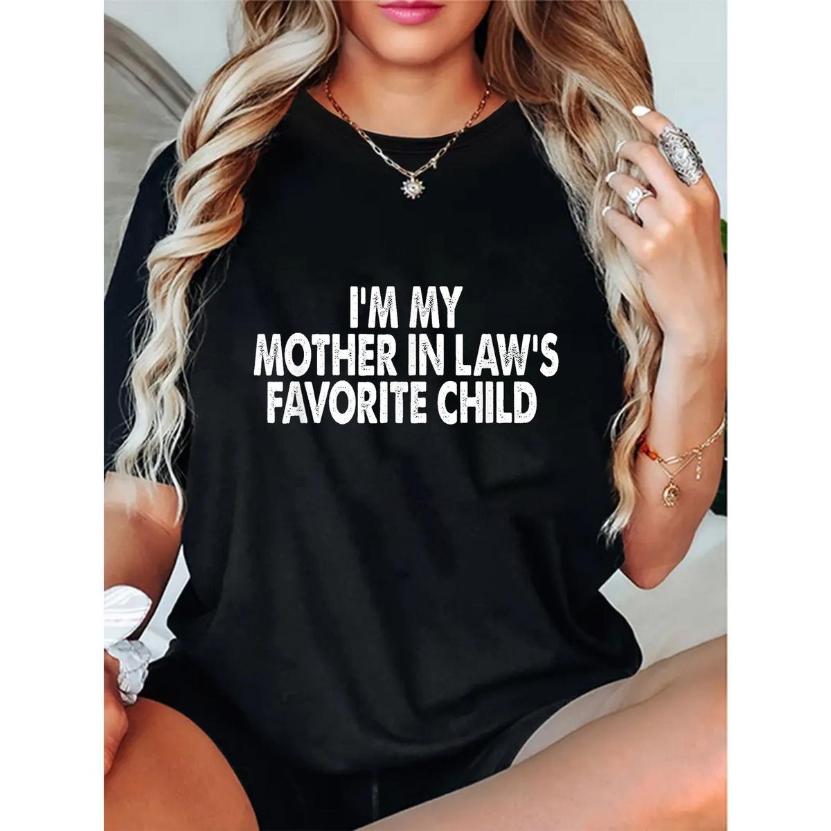100% Algodón Unisex Soy El Niño Favorito De Mi Suegra Camiseta Divertida Para Padres Hombres Mujeres_viptrois.com