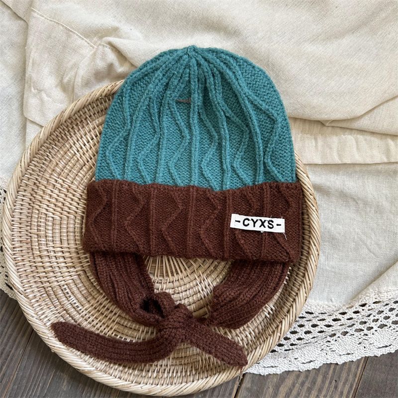 Kids'caps Boho style children's knitted personalized color with a cold hat warm ear hat_viptrois.com