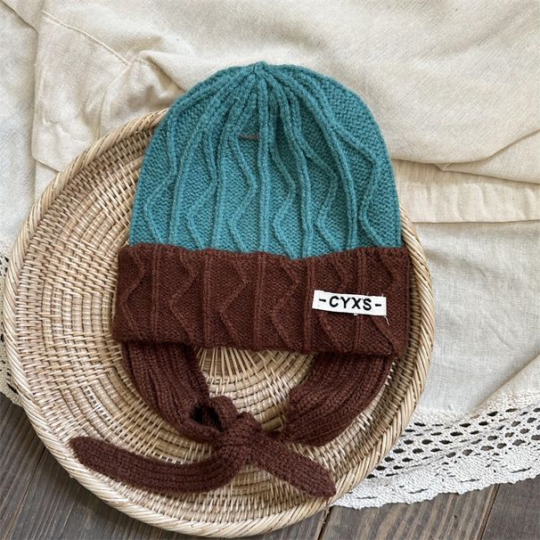Kids'caps Boho style children's knitted personalized color with a cold hat warm ear hat_viptrois.com