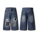 Men's Clothing Ripped Camouflage Stitching Distressed Stitching Wide Leg Jeans Washed Distressed Loose Embroidered Wide Leg Pants_viptrois.com