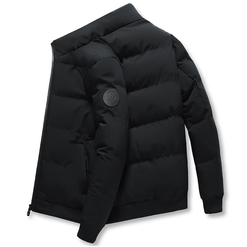 Men's Stand Collar Down Cotton Jacket – Korean Style Winter Coat With Thickened Warm Lining (Black/Grey/Red/Green, M-4XL)_viptrois.com
