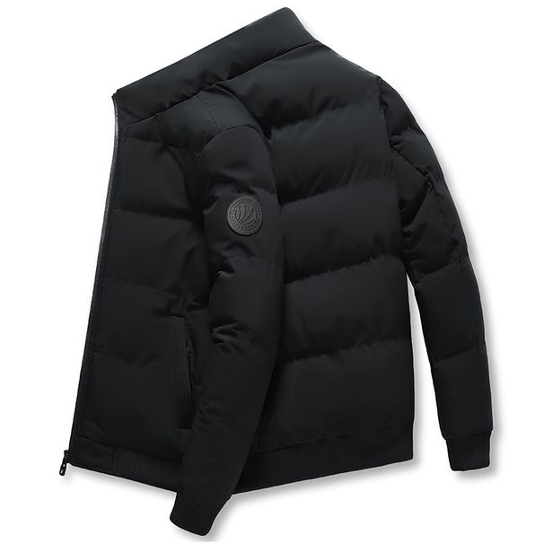 Men's Stand Collar Down Cotton Jacket – Korean Style Winter Coat With Thickened Warm Lining (Black/Grey/Red/Green, M-4XL)_viptrois.com