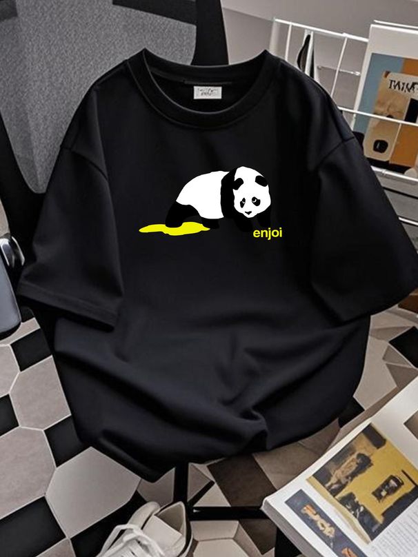 Enjoi Skateboard Panda Logo Short Sleeve T-Shirt Size Small Adult Dark Gray Tee Stylish Comfortable Slightly Unisex Top For Everyday Wear Homme_viptrois.com