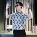 High-end Butterfly Printing Short-sleeved Shirt Men's Summer Thin Medium-sleeved Shirt Ruffian Handsome Personalized Ink Splashing Top_viptrois.com