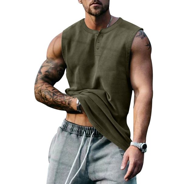 Summer men's sleeveless broad-shoulder basketball vest large size round neck Slim shoulders solid colour t-shirt men back_viptrois.com