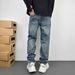 Men's Clothing Small Straight Blue Jeans Men's Trendy Brand Handsome Long Pants Versatile Trend_viptrois.com