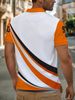 Polo Uomo Taglio Dritto Stampa Tema Brasiliano Arancione-bianco, Colletto Risvolto Manica Corta Leggero Casual Golf Varie Taglie_viptrois.com
