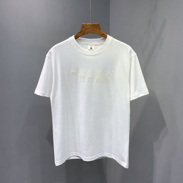 2025 Men's Summer New Letter Printing Casual Versatile Short-sleeved T-shirt Ins Personalized Contrasting Color Loose Bottoming Shirt_viptrois.com