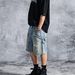 Men's Clothing High Street Style Men's Denim Shorts Loose Fit Distressed And Frayed Hem Summer Fashion_viptrois.com