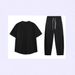 Summer Minimalist Outfit Set – Lightweight Cotton-Blend Relaxed T-Shirt & Straight-Leg Pants (Black/White, S-3xl)_viptrois.com