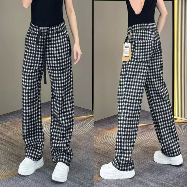 Autumn New Men's Plaid Design Fashion Straight Casual Elegant Versatile Trendy Hot-Selling Draped Long Pants_viptrois.com