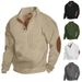 Men's Jacquard Knit Sweatshirt - Winter-Ready Polyester Crewneck With Stand Collar (6 Sizes, Subtle Geometric Pattern)_viptrois.com