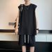 Casual Men's Sleeveless Vest Summer Thin Trendy Top Solid Color Versatile Sports Loose Two-Piece Set_viptrois.com