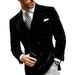New Men's Double Breasted Velvet Suit Jacket Slim Fit Business Casual Formal Wear_viptrois.com