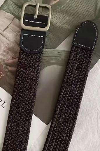 Canvas Belt Woven Elastic Pin Buckle Punch Free Belt Ladies All Match Jeans Student Simple Cloth Belt_viptrois.com