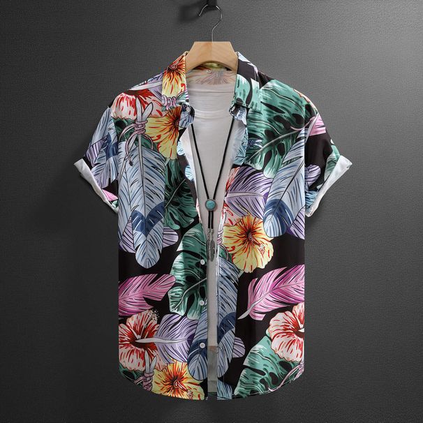 Men's Clothing New Irregular Print Short Sleeved Shirt_viptrois.com