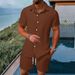 Men's Lightweight Summer Blazer & Shorts Set - Casual Business T-Shirt Outfit For Office & Travel (Black/Grey/Khaki/Army Green/Navy/Brown, S-XXL)_viptrois.com