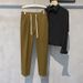 Men's Clothing Men's Style Casual Trousers Slim Fit Woolen Loose Straight Leg Pants Autumn Winter Trendy 9/10 Length_viptrois.com