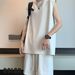 Casual Men's Sleeveless Vest Summer Thin Trendy Top Solid Color Versatile Sports Loose Two-Piece Set_viptrois.com