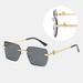 Sunglasses For Women Rimless Cut Edge Sunglasses Concave Metal Polygon For Men Trend Leopard_viptrois.com