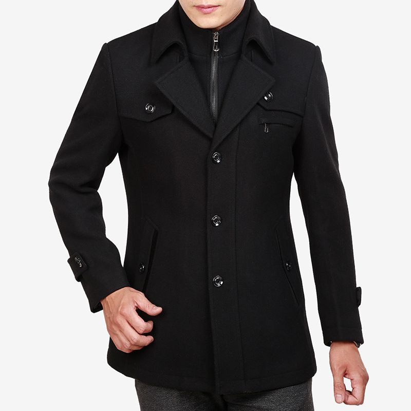 Men's Clothing Winter Hot Style Business Double Collar Men's Woolen Coat Middle Aged And Elderly Loose Wool Plus Cotton Thick Woolen_viptrois.com