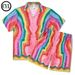 Men's Clothing High End Cuban Collar Shirt Suit Short Sleeved Men's Spring And Summer Wave Playful Trendy Shirt Shorts Outfit_viptrois.com