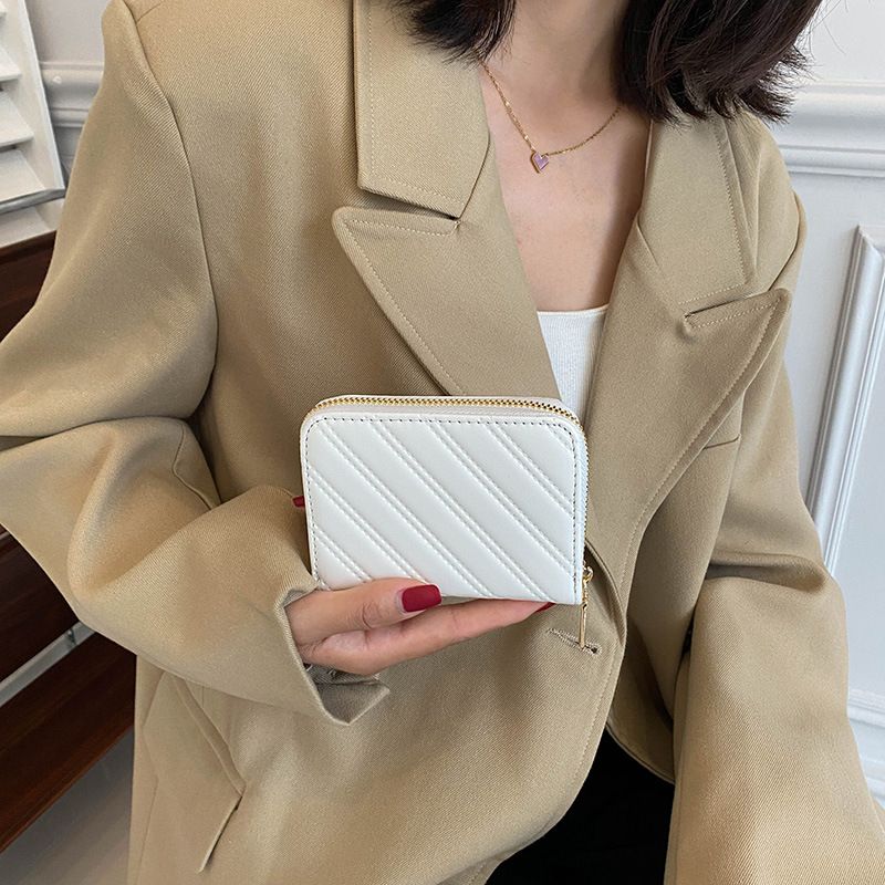 Women’s Bags Soft Leather Small Wallet Ladies Embroidery Thread Craft Zipper Short Women's Wallet Japanese Style Simple Short Clip Trend_viptrois.com
