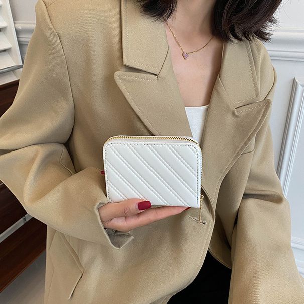 Women’s Bags Soft Leather Small Wallet Ladies Embroidery Thread Craft Zipper Short Women's Wallet Japanese Style Simple Short Clip Trend_viptrois.com