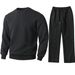 Men's Thermal Base Layer Set – Jacquard Knit Sweatshirt & Pants For Outdoor & Lounge (Black/Grey/Khaki/Light Blue/Orange, S-XXL)_viptrois.com