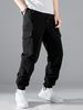 New Men's Cargo Pa Spring Summer Flap Pocket Side Drawstring Waist Pa Fashion Casual Streetwear Black Male_viptrois.com