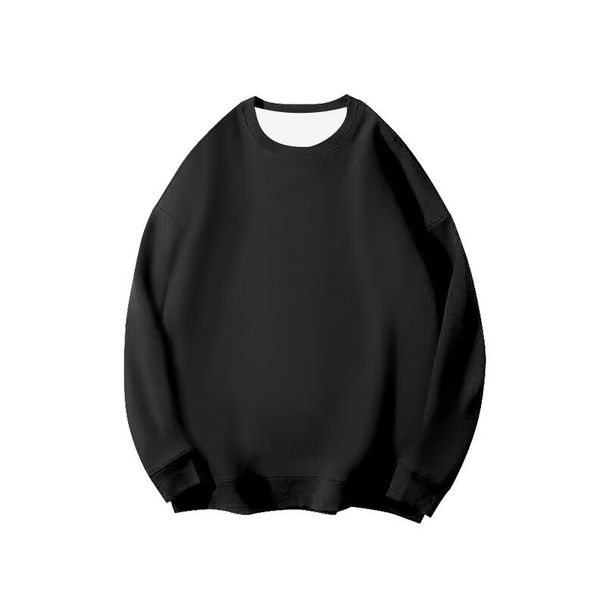 Youth Versatile Solid Color Hoodie With Cotton Off Shoulder Sleeves, Round Neck Pullover, Long Sleeves_viptrois.com