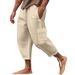 Men's Linen-Cotton Relaxed Fit Beach Pants - Wide Leg Casual Trousers With Pockets_viptrois.com