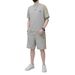 Men's Clothing Summer High End Casual Suit For Men New Loose Ice Silk Short Sleeved Shorts Printed Outfit A Set Of Men's Clothing_viptrois.com