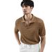 Men's Short Sleeve V-Neck Knit Polo Shirt - Breathable Seagull Collar Business Casual Summer Top_viptrois.com
